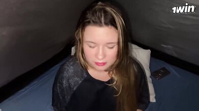 Caught blonde draining at camp – Anal and vaginal orgy – Horny chick!