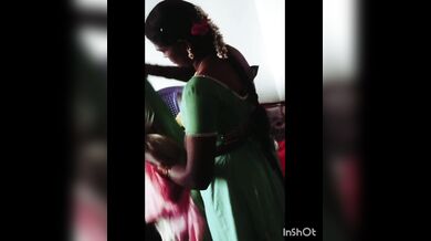 Aunty saree change new