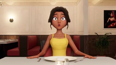 Personal Service ● Restaurant Bliss: Busty Waitress Sucks Shemale Cock Under Table