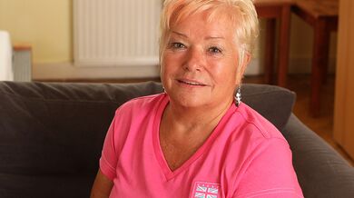 Horny blonde mature slut getting wet on the couch