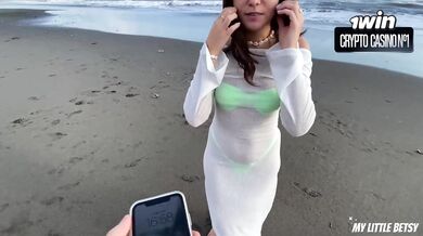 Beach photoshoot pop-shot on yummy face – best XXX porn! Hard romped hottie.